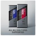 Axagon SSD korpusas EEM2-SD2 USB-C 10Gbps, M.2 NVMe/SATA, metalinis, 96 x 42 x 12 mm