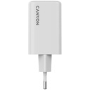 Compact wall charger with GaN technology 65 W total power 2×PD and 1×QC fast charging ports CU65ACC EU White CNS-CUW65ACC CANYON