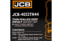 Smūginių galvučių rinkinys, JCB, JCB-4032TH44, 1/2", 17 ir 19 mm, CrMo plienas