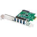 Lanberg PCI.EX-> USB 3.1 Gen1 PCE-US3-004, 4xUSB 3.1 Gen 1, 1xSATA 15 pin, PCIe, kuni 5 Gbps, Plug and Play