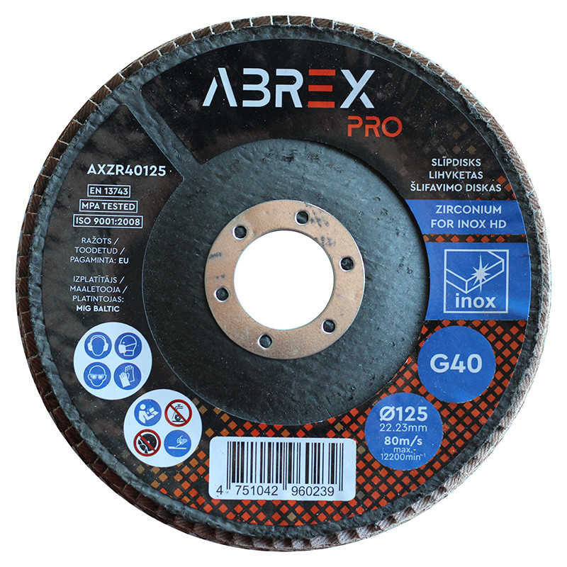 Slīpējamais disks lapiņu 125mm G40 cirkonijs ABREX