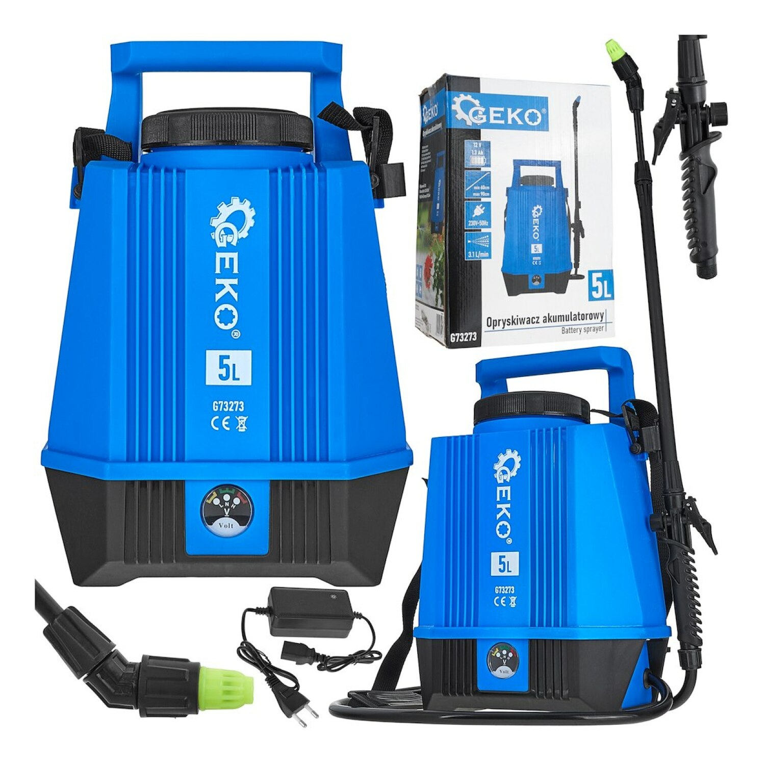 Baterinis purkštuvas 5L GEKO G73273, 12V 1.3Ah, 3.1 l/min