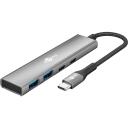 Goobay USB centrmezgls, 76563, 2 x USB 3.2 + 2 x USB-C 3.2, 5 Gbit/s, alumīnija/plastmasas korpuss, plāns dizains