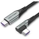 Vention CABLE USB-C TO USB-C R.ANGLE TAKHF, 1m, 5A, 480Mbps, 90&deg; disain, nailonist punutis