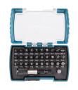 UZGAĻU KOMPLEKTS, 32 gab. (PH1, PH2, PH3, SL4, SL5.5, SL6.5, PZ1, PZ2, PZ3, T10, T15, T20, T25, T30, T40) + Adapters muciņām+ Uzgaļu turētājs ar fiksāciju, 1/4" D-74762 MAKITA