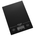 Kitchen scale with glass housing large LCD display and maximum load 5kg Black AD3138 Adler