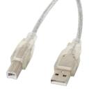 Lanberg USB kaabel 2.0 AM-BM 3M CA-USBA-12CC-0030-TR, 3m, 480Mbit/s, l&auml;bipaistev, USB A isane, USB B isane