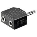 Goobay austiņu AUX adapteris 11104, 3.5 mm, 1-2, 3.5 mm vīrie&scaron;u, 2 x 3.5 mm sievie&scaron;u, melns