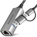 Axagon v&otilde;rgusideadapter ADE-TXCA, 1 x RJ-45, 10/100/1000 Mbit/s, USB 3.2 Gen 1, ASIX AX88179, toiteadapter, hall