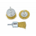 Brass stieples birstu komplekts 3 gab. ar 6 mm kātu, rūsas un krāsas noņem&scaron;anai, AW55003, AWTOOLS