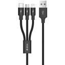 Devia USB laidas 102010334151, 1,2m, 2A, Lightning, Type-C, MicroUSB, nailonas, aliuminis, greitas įkrovimas