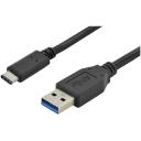 Digitus Savienojuma kabelis AK-300136-010-S, 1m, USB-C uz USB-A, 5 Gbps, melns, divkārt aizsargāts