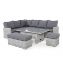 Dārza mēbeļu komplekts ASCOT stūra dīvāns, galds un 2 pufi 25225 HOME4YOU