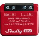 Shelly i&scaron;manusis &scaron;viesos jungiklis 1PM Mini Gen3, 1PMminiGen3, 110-240 VAC, 2000 W, 8 MB, 30-70 % RH, 20 grafikų, 802.11 b/g/n