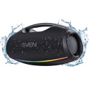 Nešiojamas Bluetooth garsiakalbis 180 W RMS galios su IPX7 atsparumu vandeniui TWS ryšiu RGB apšvietimu ir iki 16 valandų veikimo PS-990 Juodas SV-022891 SVEN