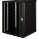 Digitus Sienas montāžas skapis Unikālā sērija DN-19 16U-6/6-SW, 82 x 60 x 60 cm, melns, 19", 210&deg; atvēr&scaron;anas leņķis