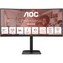 Aoc LCD монитор CU34E4CV 34" WQHD 120Гц, 3440 x 1440, VA, 4 мс, 21:9, 178&deg;/178&deg;, HDR10, KVM, 90W PD, 2 HDMI, 1 DP, 4 USB