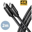 Axagon кабель USB-C к USB-C 2м 100W, 20Gbps, черный, 5A, 4K HD видео