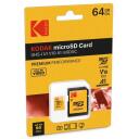 Kodak microSDXC 64GB, EKMSDM64GXC10K, 64GB, UHS-I, V10, A1, 90MB/s, 25MB/s, microSDXC adapter