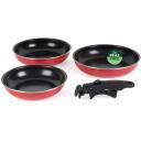 Russell Hobbs Набор сковород RH03995, 20см, 24см, 28см, съемная ручка, красный/черный, антипригарное покрытие