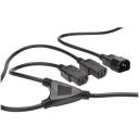 Digitus baro&scaron;anas kabeļa sadalītājs AK-440400-017-S, 1.7m, 250V, 10A, IEC C14, 2xIEC C13, veidots