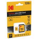 Kodak microSDXC 128GB UHS-I U3 Ultra EKMSDM128GXC10HPRK, 128GB, UHS-I, V30, 100MB/s, 40MB/s, A1, adapter kaasas