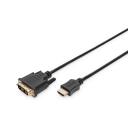 Digitus HDMI kaabel 2m AK-330300-020-S, 2m, HDMI A t&uuml;&uuml;pi isane, DVI-D 19pin isane, HDMI k&otilde;rge kiirus