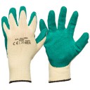 Knitted gloves with latex wrist coating, size 8