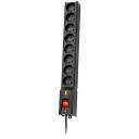 Lestar Pārsprieguma aizsardzības lente LX 810 1966004062, 8 ligzdas, 5 m, 230V, 10A, melna, slēdzis, aizsardzība pret pārslodzi