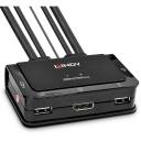 Lindy KVM l&uuml;liti 42344, 2 porti, DisplayPort 1.2, USB 2.0, helikaabel, 4K 60Hz