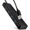 Axagon USB keskjaam HUE-C1A 4x USB 5Gbps, toitekaabel 19 cm, kaardilugeja, laadija 1.5A/5V