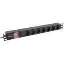 Lanberg Pingeregulaator PDU-07E-0200-BK, 2m, 7x230V, 16A, 4000W, l&uuml;litiga, maanduskontaktid
