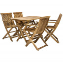 Dārza mēbeļu komplekts FINLAY, galds un 4 krēsli (13182), saliekams, koks: akācija, piesūcināta ar eļļu K131801 HOME4YOU