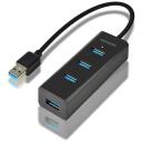 Axagon USB centras HUE-S2B 4 USB 3.0 prievadai, 30 cm laidas, 2A įkrovimas, matinė korpusas