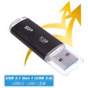 Silicon Power Blaze B02 USB zibatmiņa SP032GBUF3B02V1K, 32 GB, USB 3.2 Gen 1, melna, 256-bit AES, plastmasa