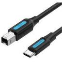 Vention kabelis USB 2.0 Type-C vīrie&scaron;u uz Type-B vīrie&scaron;u 2m melns, 480Mbps datu pārsūtī&scaron;ana