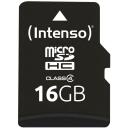 Intenso atminties kortelė microSDHC 3403470 16 GB, skaitymo greitis 20 MB/s, ra&scaron;ymo greitis 5 MB/s, klasė 4, juoda