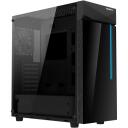 Gigabyte Korpus C200 GLASS GB-C200G, 2xUSB 3.0, 2x2.5"/2x3.5", juodas, PSU apačioje, RGB LED jungiklis