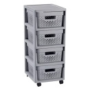 Комод на колесиках с 4 перфорированными ящиками 11л 0804356099 Curver 30x36x69см серый