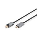 Digitus DisplayPort HDMI adapterkaabel DB-340202-018-S, 1,8m, 4K 30Hz, DP mees, HDMI t&uuml;&uuml;p A mees, HDCP tugi