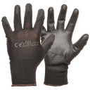 Трикотажные, нейлоновые перчатки с полиуретановым покрытием, размер 9 черный