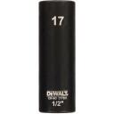 DeWALT triecienmuciņa 17mm 1/2 in, 78mm, dziļa, tīrāma, piemērota 1/2 in pielietojumiem