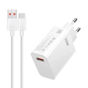 Universāls USB ligzdas lādētājs ar USB uz USB-C kabeli 33W telefona un planšetes uzlādei balts BHR9956EU Xiaomi