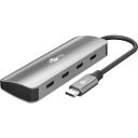 Goobay USB centrmezgls, 76565, 4 x USB-C 3.2, 10 Gbit/s, alumīnija/plastmasas korpuss, plāns dizains