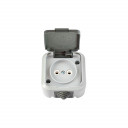 Socket PRALESKA a / p, 1p., unearthed, IP54, gray BYLECTRICA