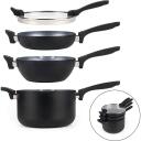 Russell Hobbs Saliekams metāla marmora katliņu un pannu komplekts RH01840EU7, 4 gab, 3,6 kg, melna, nerūsējo&scaron;ais tērauds