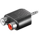 Goobay RCA adapteris, 11604, 3,5 mm vīrie&scaron;u uz 2 RCA sievie&scaron;u, 0,004 kg, melns