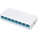 Mercusys настольный коммутатор MS108, 8 RJ45 портов 10/100Mbps, неуправляемый, DC разъем питания, белый