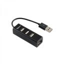 Sbox USB centrmezgls H-204, 4 porti, 480 Mbps, 5V/500mA, melns, ABS plastmasa, karstā nomaiņa