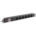 Lanberg Pikendus PDU-06E-0200-BK, 2m, 6x230V, 16A, 4000W, automaatne kaitse, alumiinium, must
